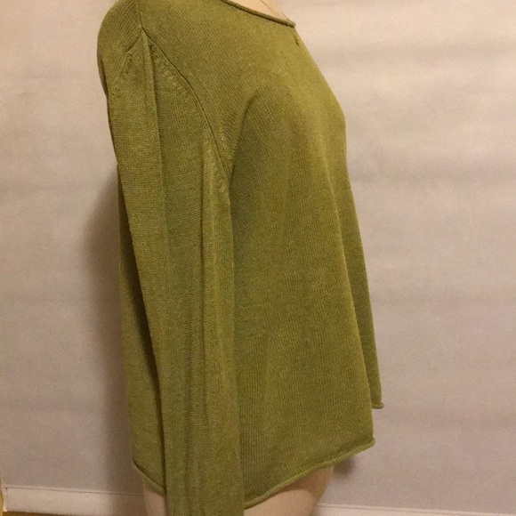 Chico’s Apple 🍏 Green Linen Blend Sweater Size 2 - Picture 3 of 7